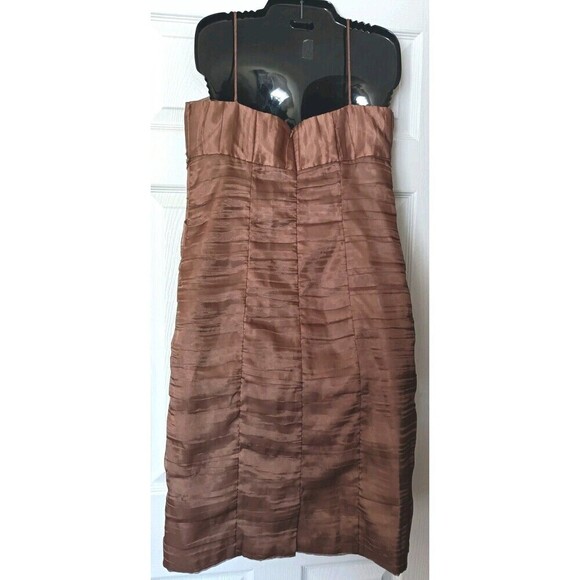 Victor Costa 2-Piece Sheath Dress  Jacket Sz 4 Brown  Shimmer Beaded Semi Formal - Picture 4 of 11